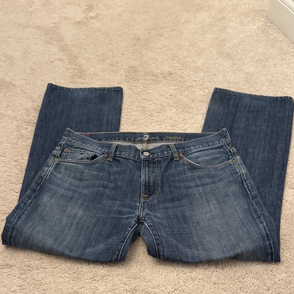 7 For All Mankind Men's Blue Straight Leg Jeans